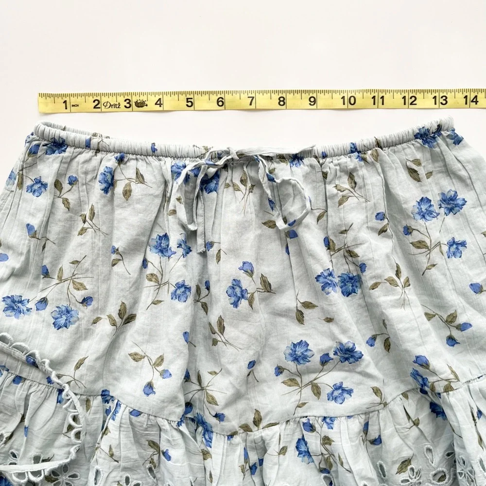 NEW American Eagle Floral Corset Top Tiered Mini Skirt Matching Set Small Blue